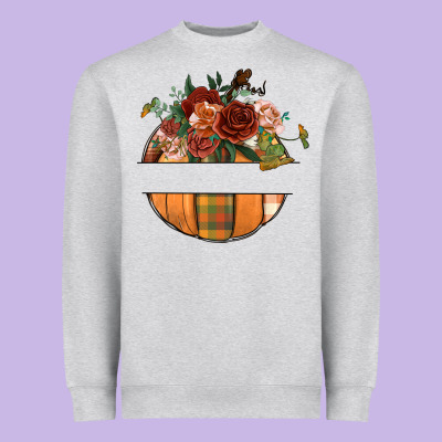 Customize Floral Pumpkin Heavyweight Sweatshirt Designed By Bundleandbundleshop