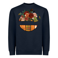 Navy customize floral pumpkin Heavyweight Sweatshirt - BundleAndBundleShop