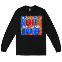 Black land of the free th of july brushstroke Long Sleeve Tee - Jasminsmagicworld