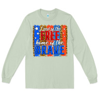 Matcha land of the free th of july brushstroke Long Sleeve Tee - Jasminsmagicworld