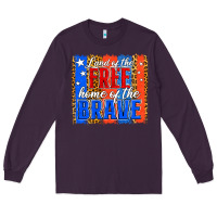 Plum land of the free th of july brushstroke Long Sleeve Tee - Jasminsmagicworld