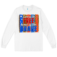 White land of the free th of july brushstroke Long Sleeve Tee - Jasminsmagicworld