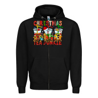 Black Christmas tea junkie Zipper Hoodie - CowhideDigitalArt