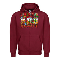 Burgundy Christmas tea junkie Zipper Hoodie - CowhideDigitalArt