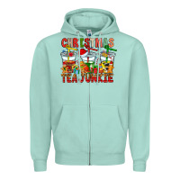 Seafoam Christmas tea junkie Zipper Hoodie - CowhideDigitalArt