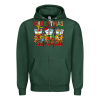 Sports Green Christmas tea junkie Zipper Hoodie - CowhideDigitalArt