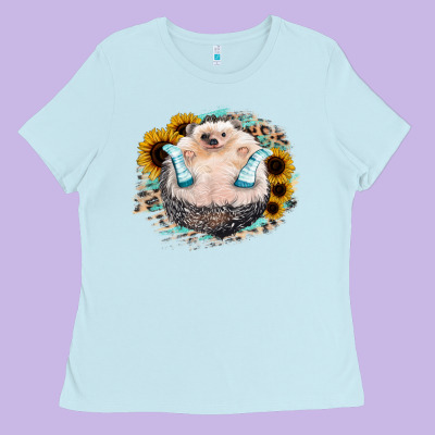 Hedgehog With Sunflower Ladies Tee Designed By Bettercallsaul