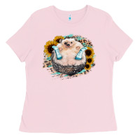 Bubblegum Pink Hedgehog with Sunflower Ladies Tee - Bettercallsaul