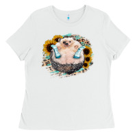 White Hedgehog with Sunflower Ladies Tee - Bettercallsaul