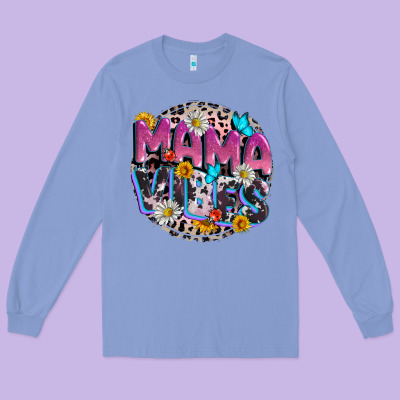 Mama Vibes Mother's Day Long Sleeve Tee Designed By Cowgirlartshop