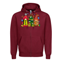 Burgundy gnome Christmas Zipper Hoodie - CowhideDigitalArt