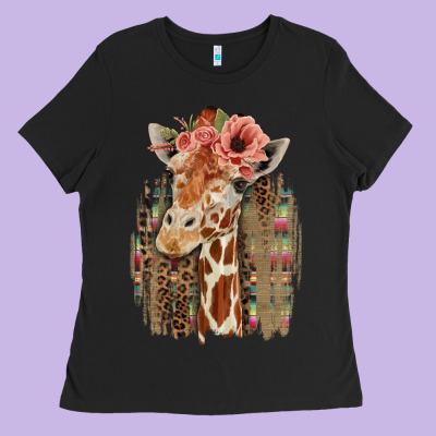 Giraffe With Floral Ladies Tee Designed By Bettercallsaul