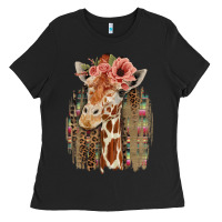Black Giraffe with Floral Ladies Tee - Bettercallsaul