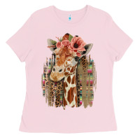 Bubblegum Pink Giraffe with Floral Ladies Tee - Bettercallsaul
