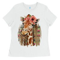 White Giraffe with Floral Ladies Tee - Bettercallsaul