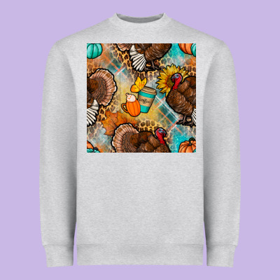 Thanksgiving Turkey Seamless Pattern Heavyweight Sweatshirt Designed By Bundleandbundleshop