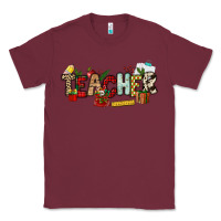Burgundy Christmas Teacher Classic Tee - NancyCooperArtShop