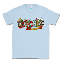 Dusty Blue Christmas Teacher Classic Tee - NancyCooperArtShop