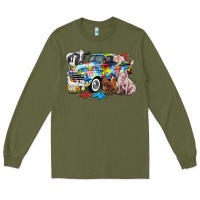 Army Green Autism truck with farm animals Long Sleeve Tee - CowGirlArtShop