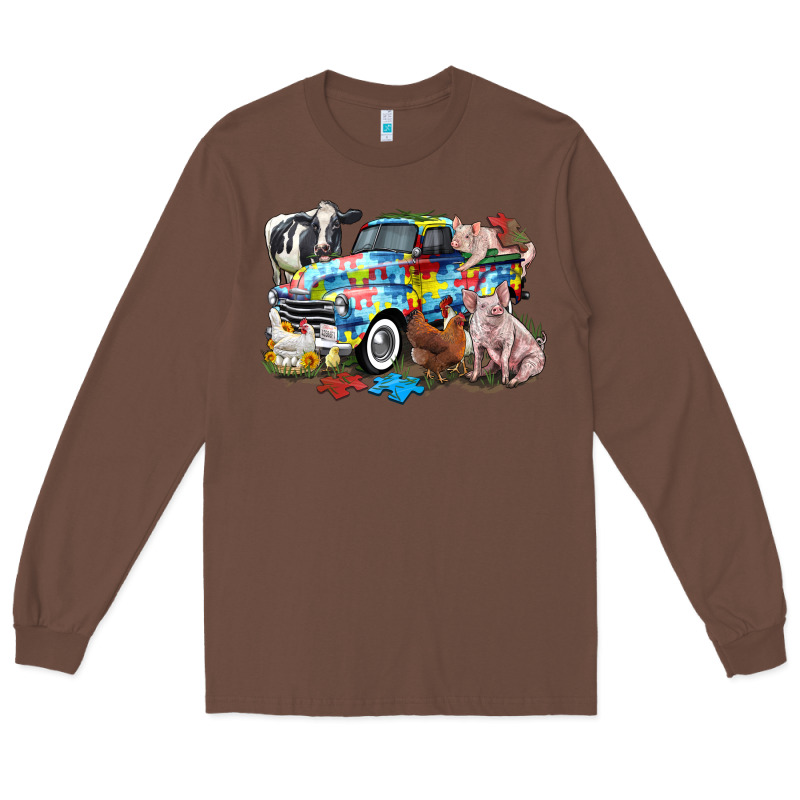 Autism Truck With Farm Animals Long Sleeve Tee by CowGirlArtShop | Teevron