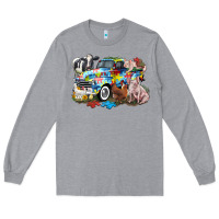 Heather Grey Autism truck with farm animals Long Sleeve Tee - CowGirlArtShop