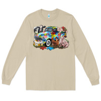 Mushroom Autism truck with farm animals Long Sleeve Tee - CowGirlArtShop