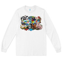 White Autism truck with farm animals Long Sleeve Tee - CowGirlArtShop