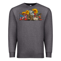 Charcoal Heather mom boots hat and sunflower Premium Sweatshirt - Artiststas