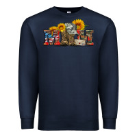 Navy mom boots hat and sunflower Premium Sweatshirt - Artiststas