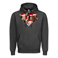 Charcoal Heather farm animals christmas Zipper Hoodie - CowhideDigitalArt