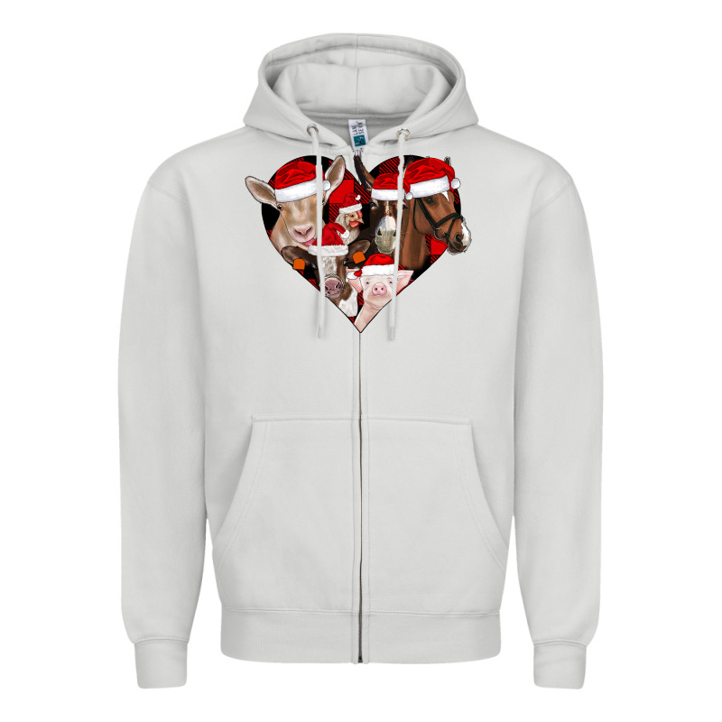 Farm Animals Christmas Zipper Hoodie by CowhideDigitalArt | Teevron