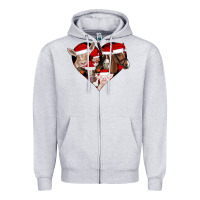 Heather Grey farm animals christmas Zipper Hoodie - CowhideDigitalArt
