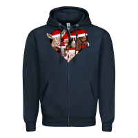 Navy farm animals christmas Zipper Hoodie - CowhideDigitalArt
