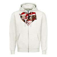 Oatmeal Heather farm animals christmas Zipper Hoodie - CowhideDigitalArt