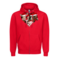 Red farm animals christmas Zipper Hoodie - CowhideDigitalArt