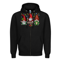 Black christmas gnomes celebration Zipper Hoodie - CowhideDigitalArt