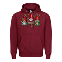 Burgundy christmas gnomes celebration Zipper Hoodie - CowhideDigitalArt