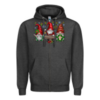 Charcoal Heather christmas gnomes celebration Zipper Hoodie - CowhideDigitalArt