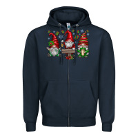 Navy christmas gnomes celebration Zipper Hoodie - CowhideDigitalArt