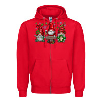 Red christmas gnomes celebration Zipper Hoodie - CowhideDigitalArt
