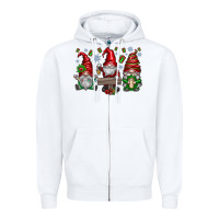White christmas gnomes celebration Zipper Hoodie - CowhideDigitalArt