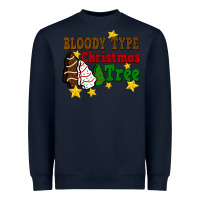 Navy Bloody Type Christmas Tree Heavyweight Sweatshirt - FaDigitalArtStudio