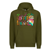 Army Green iced coffee and sunshine summer Premium Hoodie - Jasminsmagicworld