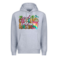 Heather Grey iced coffee and sunshine summer Premium Hoodie - Jasminsmagicworld