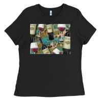 Black California Wine with Leopard Background Ladies Tee - Bettercallsaul