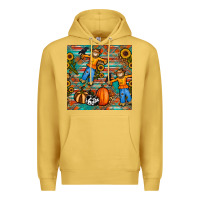 Antique Gold fall scarecrow seamless pattern Premium Hoodie - BundleAndBundleShop