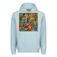 Blue Mist fall scarecrow seamless pattern Premium Hoodie - BundleAndBundleShop