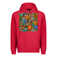 Cardinal fall scarecrow seamless pattern Premium Hoodie - BundleAndBundleShop