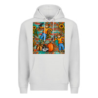Dove Grey fall scarecrow seamless pattern Premium Hoodie - BundleAndBundleShop