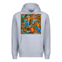 Heather Grey fall scarecrow seamless pattern Premium Hoodie - BundleAndBundleShop